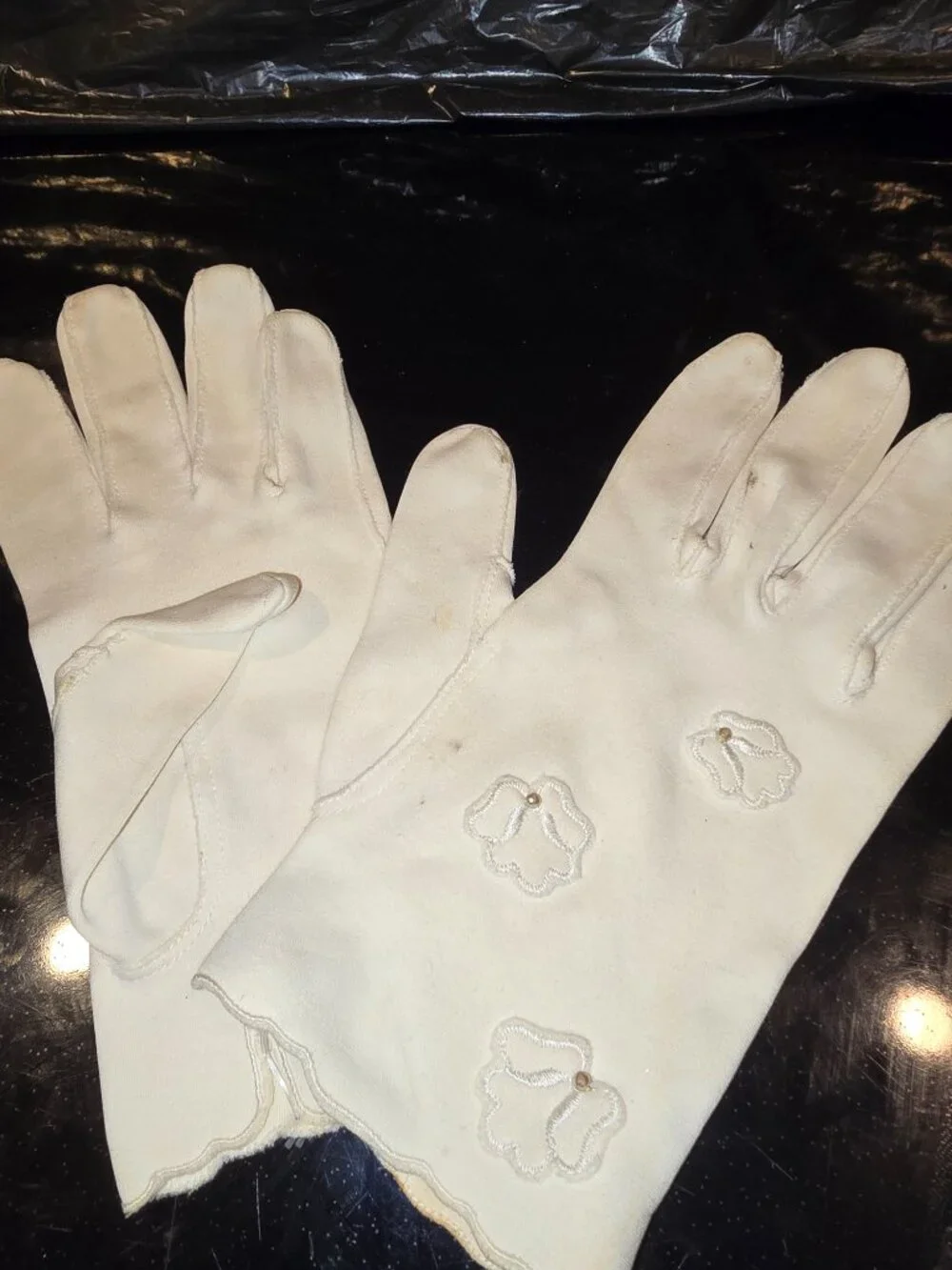 Gloves Women's Lot of 3 Ivory Small Large Embellished Floral Beaded Vintage MCM